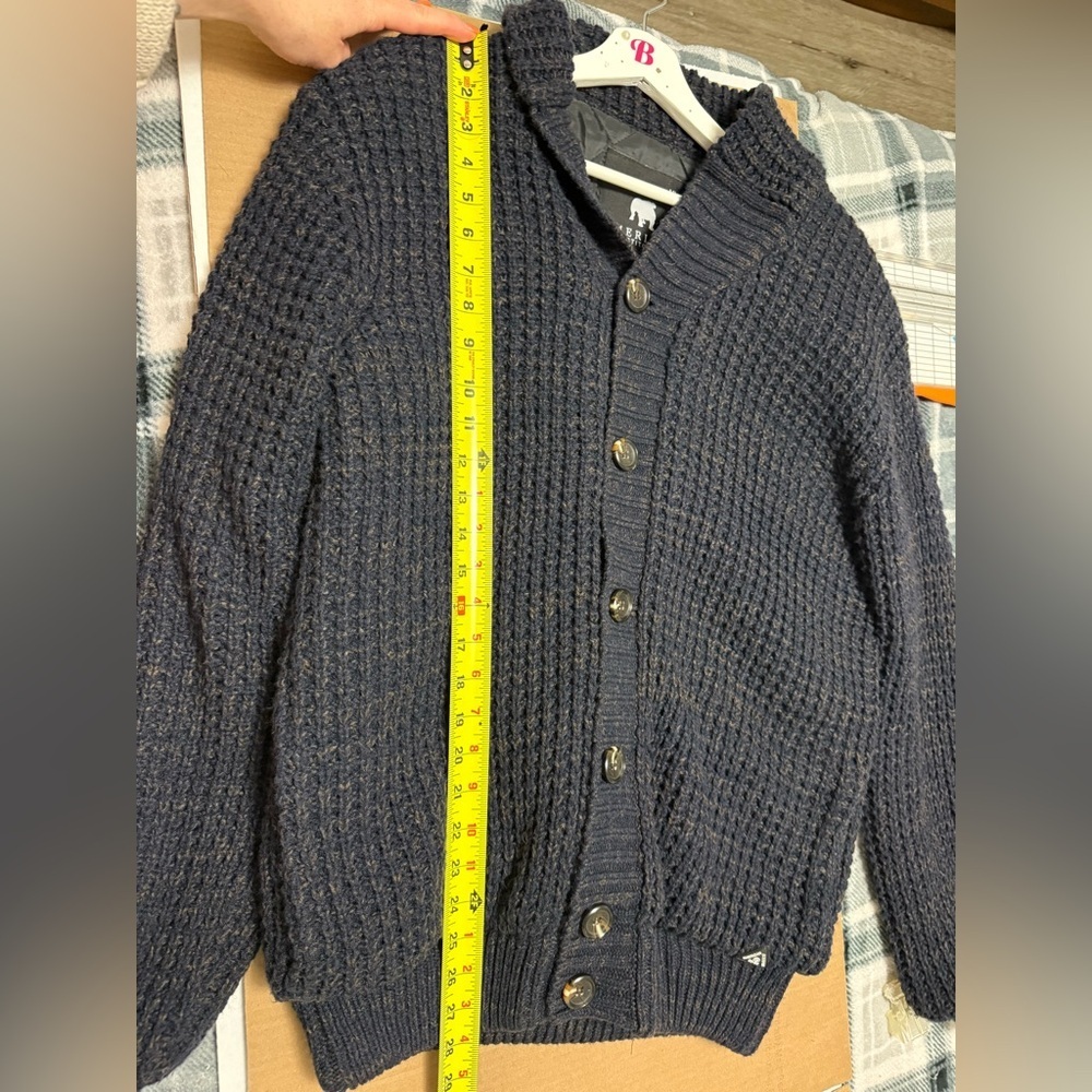 American Stitch Men’s XL Quilted Knit Cardigan in Dark Blue Lined Elbow Patches - Picture 9 of 9